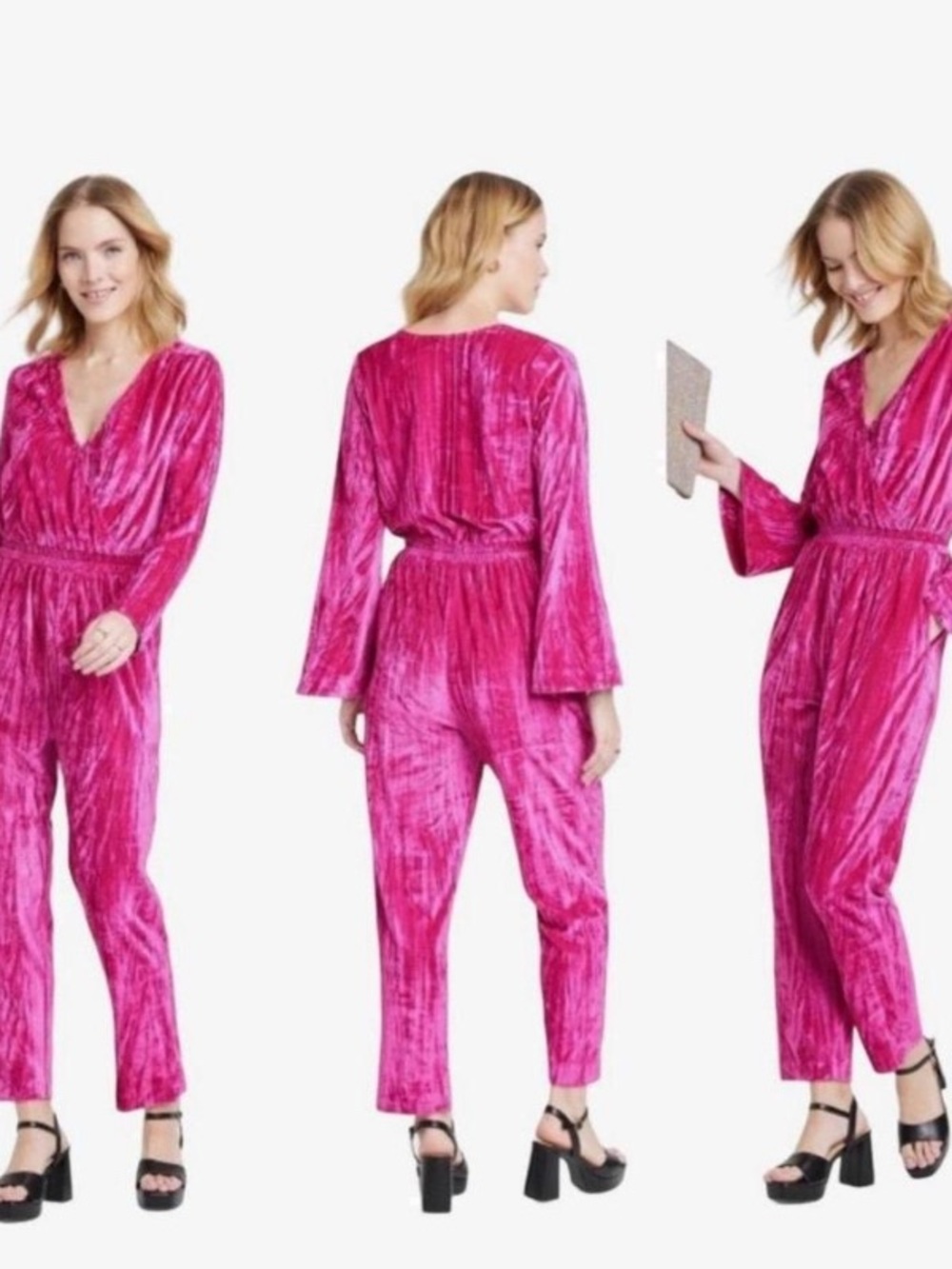 🎯nwot a new day pink velvet jumpsuit